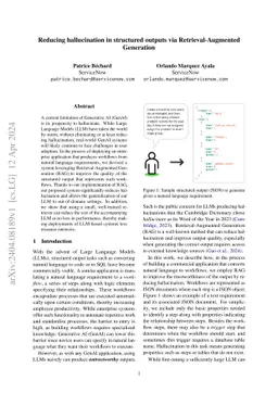 Reducing hallucination in structured outputs via Retrieval-Augmented
  Generation