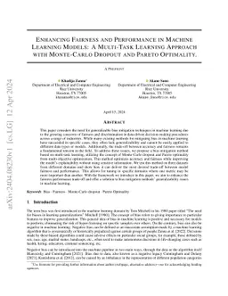 Enhancing Fairness and Performance in Machine Learning Models: A
  Multi-Task Learning Approach with Monte-Carlo Dropout and Pareto Optimality