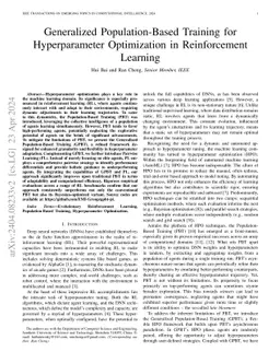 Generalized Population-Based Training for Hyperparameter Optimization in
  Reinforcement Learning