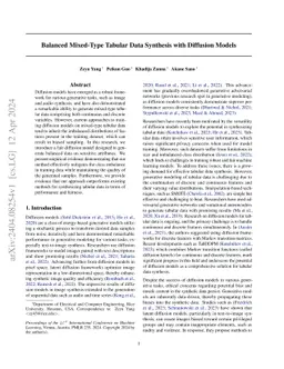 Balanced Mixed-Type Tabular Data Synthesis with Diffusion Models