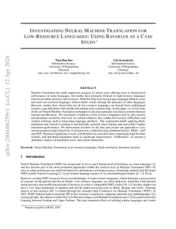 Investigating Neural Machine Translation for Low-Resource Languages:
  Using Bavarian as a Case Study
