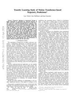 Transfer Learning Study of Motion Transformer-based Trajectory
  Predictions