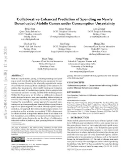 Collaborative-Enhanced Prediction of Spending on Newly Downloaded Mobile
  Games under Consumption Uncertainty