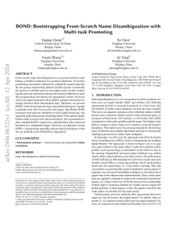 BOND: Bootstrapping From-Scratch Name Disambiguation with Multi-task
  Promoting