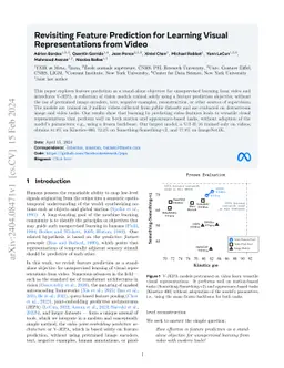 Revisiting Feature Prediction for Learning Visual Representations from
  Video