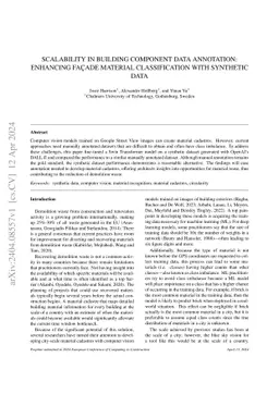Scalability in Building Component Data Annotation: Enhancing Facade
  Material Classification with Synthetic Data