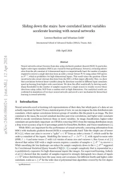Sliding down the stairs: how correlated latent variables accelerate
  learning with neural networks