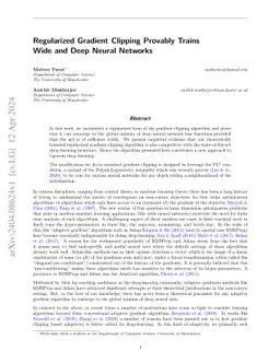 Regularized Gradient Clipping Provably Trains Wide and Deep Neural Networks