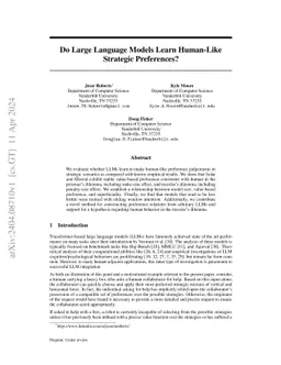 Do Large Language Models Learn Human-Like Strategic Preferences?
