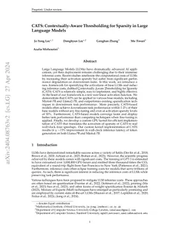 CATS: Contextually-Aware Thresholding for Sparsity in Large Language
  Models