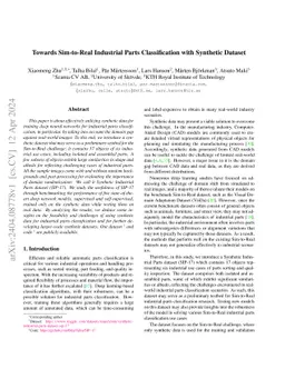 Towards Sim-to-Real Industrial Parts Classification with Synthetic
  Dataset