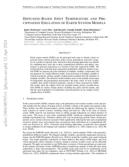 Diffusion-Based Joint Temperature and Precipitation Emulation of Earth
  System Models