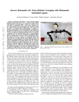 Inverse Kinematics for Neuro-Robotic Grasping with Humanoid Embodied
  Agents