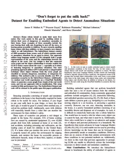 "Don't forget to put the milk back!" Dataset for Enabling Embodied
  Agents to Detect Anomalous Situations