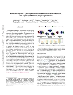 Constructing and Exploring Intermediate Domains in Mixed Domain
  Semi-supervised Medical Image Segmentation