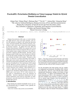 PracticalDG: Perturbation Distillation on Vision-Language Models for
  Hybrid Domain Generalization