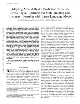 Adapting Mental Health Prediction Tasks for Cross-lingual Learning via
  Meta-Training and In-context Learning with Large Language Model
