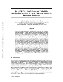 Do LLMs Play Dice? Exploring Probability Distribution Sampling in Large
  Language Models for Behavioral Simulation