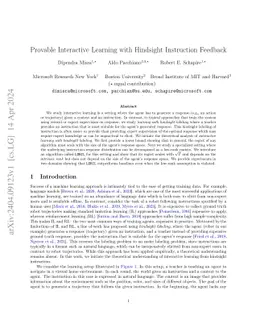 Provable Interactive Learning with Hindsight Instruction Feedback