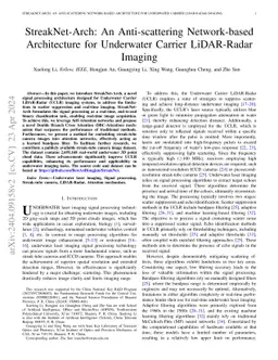StreakNet-Arch: An Anti-scattering Network-based Architecture for Underwater Carrier LiDAR-Radar Imaging
