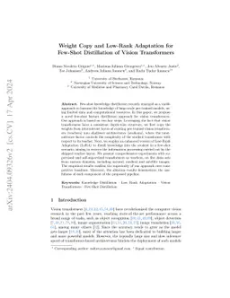 Weight Copy and Low-Rank Adaptation for Few-Shot Distillation of Vision
  Transformers