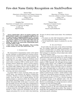 Few-shot Name Entity Recognition on StackOverflow