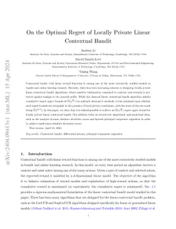 On the Optimal Regret of Locally Private Linear Contextual Bandit