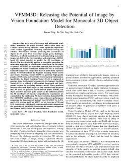 VFMM3D: Releasing the Potential of Image by Vision Foundation Model for
  Monocular 3D Object Detection