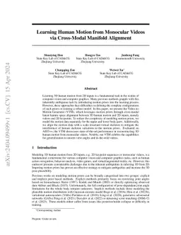 Learning Human Motion from Monocular Videos via Cross-Modal Manifold
  Alignment