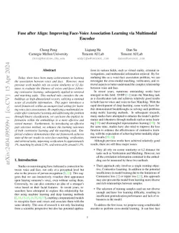 Fuse after Align: Improving Face-Voice Association Learning via
  Multimodal Encoder