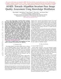AI-KD: Towards Alignment Invariant Face Image Quality Assessment Using
  Knowledge Distillation