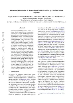 Reliability Estimation of News Media Sources: Birds of a Feather Flock
  Together