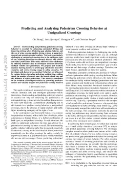 Predicting and Analyzing Pedestrian Crossing Behavior at Unsignalized
  Crossings