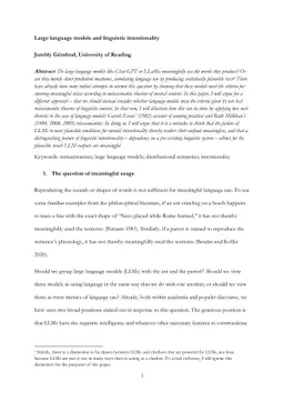 Large language models and linguistic intentionality