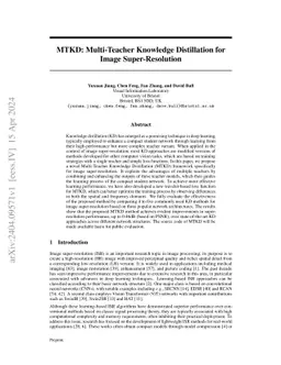 MTKD: Multi-Teacher Knowledge Distillation for Image Super-Resolution