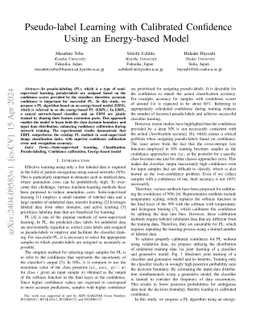Pseudo-label Learning with Calibrated Confidence Using an Energy-based
  Model