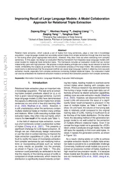 Improving Recall of Large Language Models: A Model Collaboration
  Approach for Relational Triple Extraction