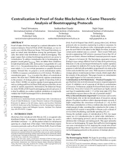 Centralization in Proof-of-Stake Blockchains: A Game-Theoretic Analysis
  of Bootstrapping Protocols