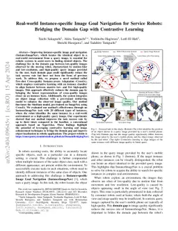 Real-world Instance-specific Image Goal Navigation for Service Robots:
  Bridging the Domain Gap with Contrastive Learning