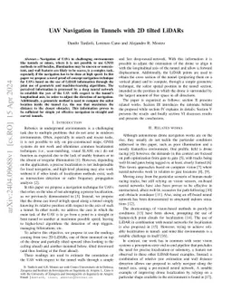 UAV Navigation in Tunnels with 2D tilted LiDARs