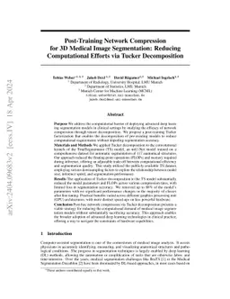 Post-Training Network Compression for 3D Medical Image Segmentation:
  Reducing Computational Efforts via Tucker Decomposition