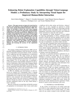 Enhancing Robot Explanation Capabilities through Vision-Language Models:
  a Preliminary Study by Interpreting Visual Inputs for Improved Human-Robot
  Interaction
