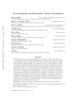AI Competitions and Benchmarks: Dataset Development