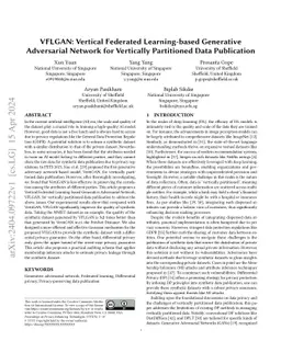 VFLGAN: Vertical Federated Learning-based Generative Adversarial Network
  for Vertically Partitioned Data Publication