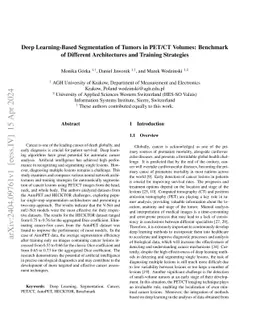 Deep Learning-Based Segmentation of Tumors in PET/CT Volumes: Benchmark
  of Different Architectures and Training Strategies