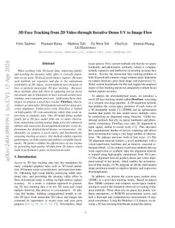 3D Face Tracking from 2D Video through Iterative Dense UV to Image Flow