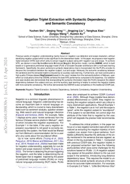 Negation Triplet Extraction with Syntactic Dependency and Semantic
  Consistency