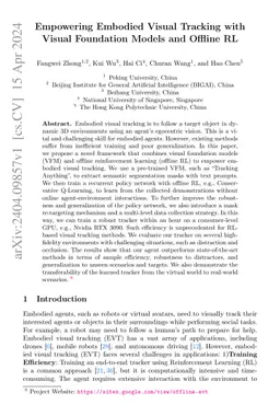Empowering Embodied Visual Tracking with Visual Foundation Models and
  Offline RL