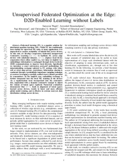 Unsupervised Federated Optimization at the Edge: D2D-Enabled Learning
  without Labels