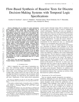 Flow-Based Synthesis of Reactive Tests for Discrete Decision-Making
  Systems with Temporal Logic Specifications
